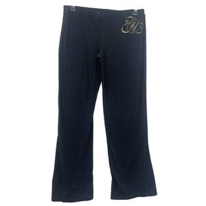 Apple Bottoms Pants Womens Large Black Gold Logo Y2K Cotton